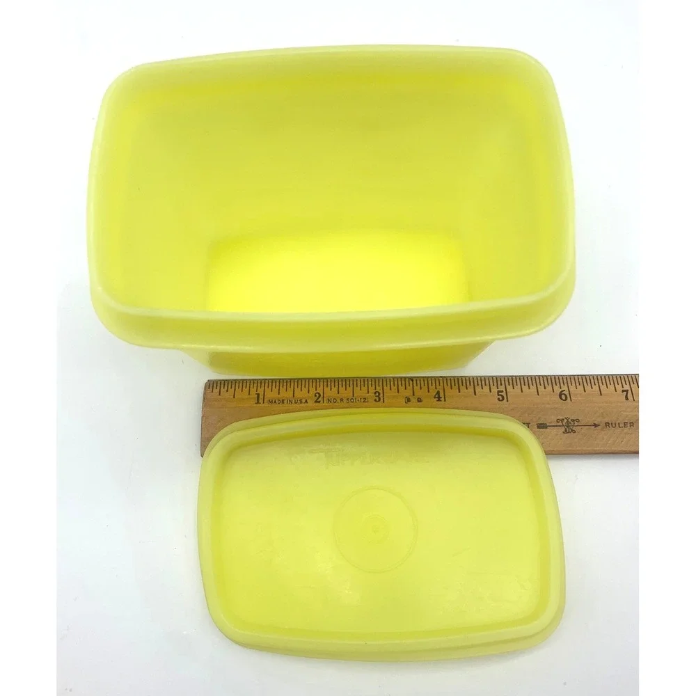 Tupperware Storage Container Yellow Rectangular Vintage 1243-3 with Lid